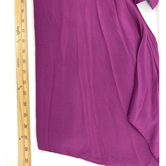 Andree by Unit Top Womens Medium Purple Floral Embroidered Asymmetric Hem Blouse - Picture 10 of 12